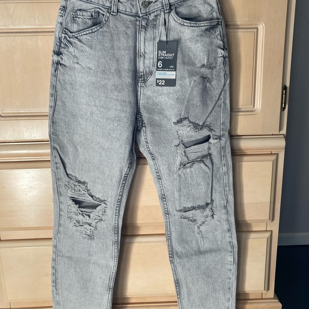 Womens Gray Distressed Jeans Primark New with tag size 6